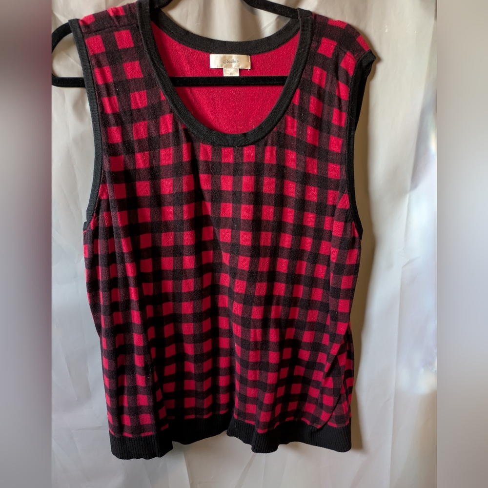 Red and Black Checkered Sleeveless Top